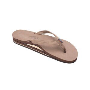 Rainbow Sandals Women's Arch Narrow Strap Double Layers Dark Brown Leather
